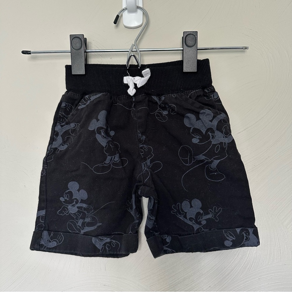 Disney Black Toddler Shorts with Mickey Mouse Print